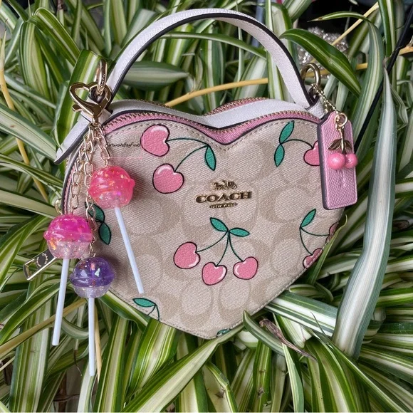 Cosmic Candy Cluster Glitter Star Iridescent Pink Purple Lollipop Y2K Bag Charm - Picture 2 of 9